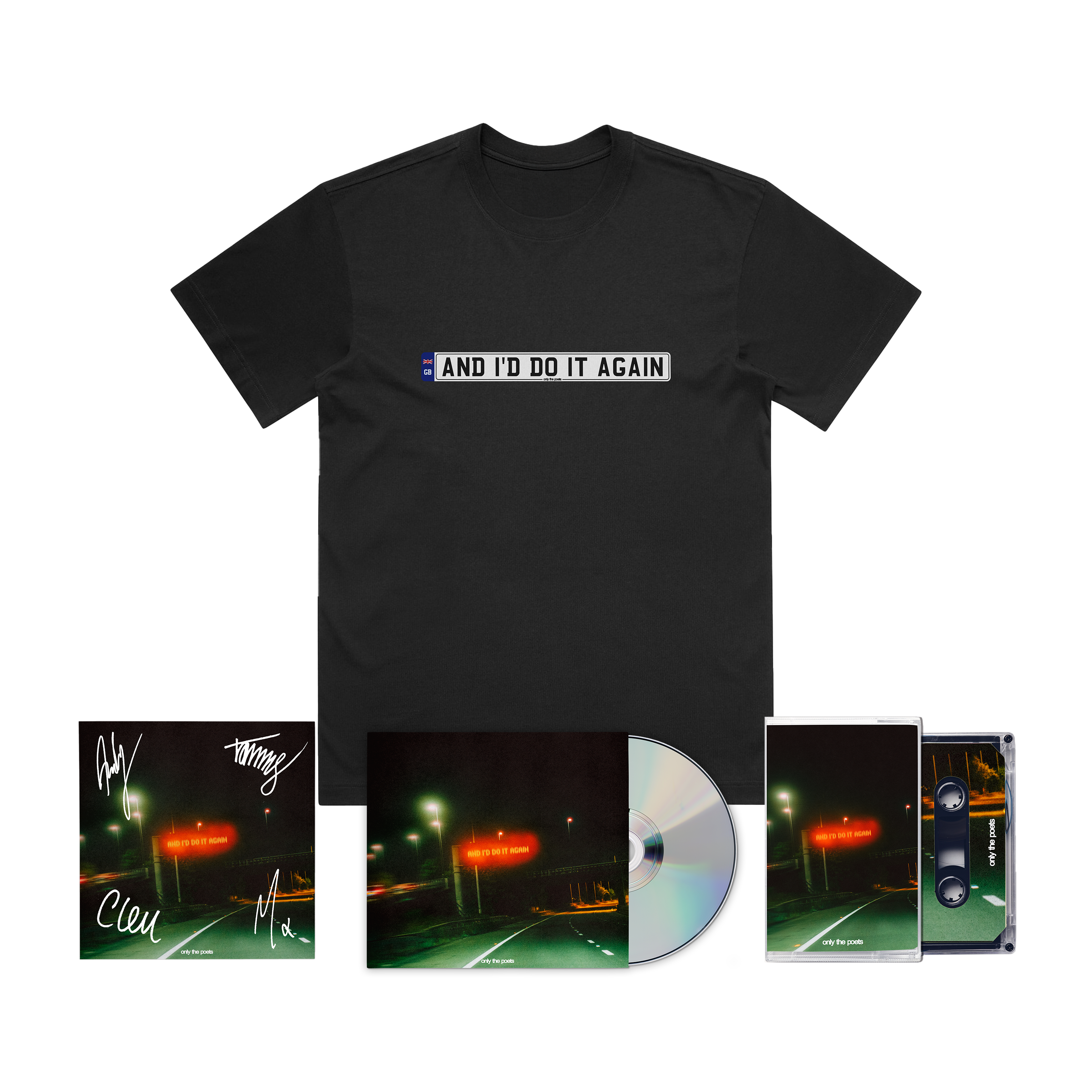 and i'd do it again - CD, Cassette, T-Shirt + Signed Art Card Bundle